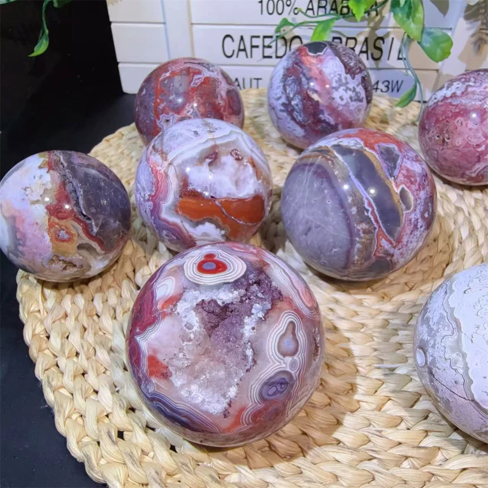 Wholesale Natural Carved High Quality Crystal Mexico Agate Sphere For Home Decoration