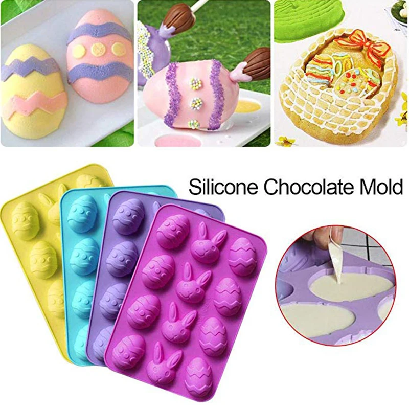 12 cavities Easter egg and rabbit silicone chocolate cake mould silicone molds for cake decorating