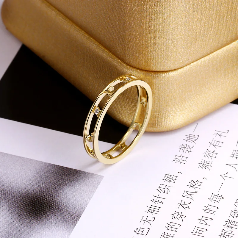 Moon Star Wedding 9K Gold Rings Jewelry Ring For Women  Wedding Rings