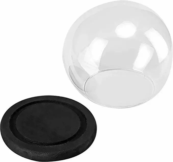 HandBlown Transparent Round Globe Cloche Display Dome with Wood Base Elegant Vintage Glass Bell Dome Jar