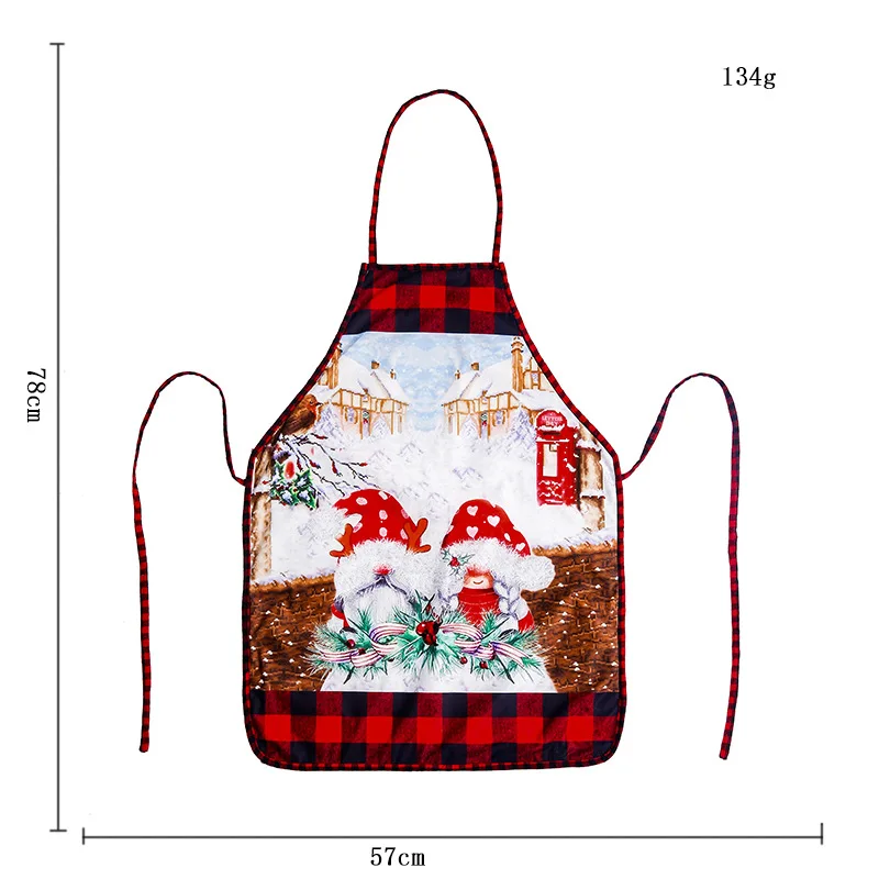 2022 New hot sell Red and black plaid apron socks tablecloth set home table cloth for Christmas decoration christmas tree skirt