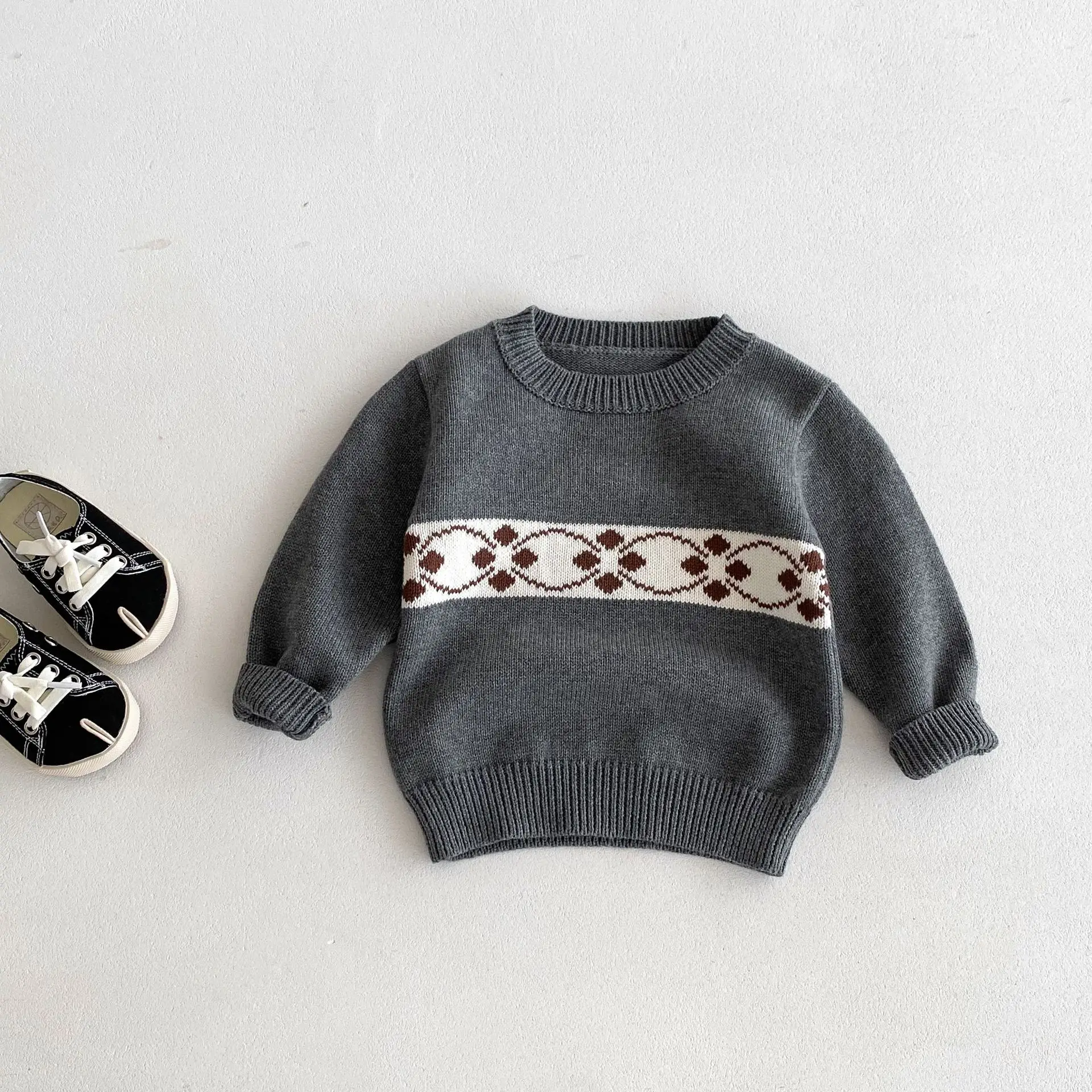 Baby clothing Autumn Korean cotton sweater autumn and winter soft waxy jacquard long-sleeved pullover knitted sweater