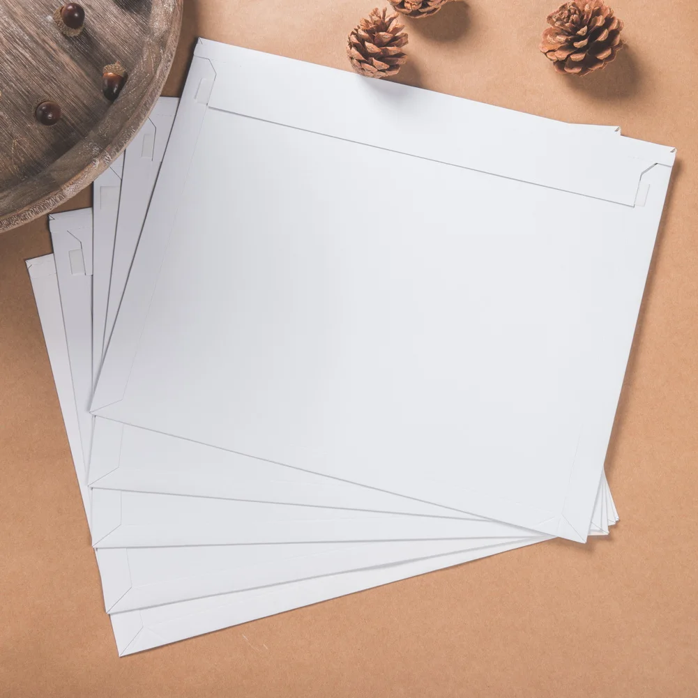 OEM ODM Custom Logo Biodegradable Cardboard 6x8 7x9 inch White Shipping Paper Envelopes Rigid Flat Mailers for Photos Documents