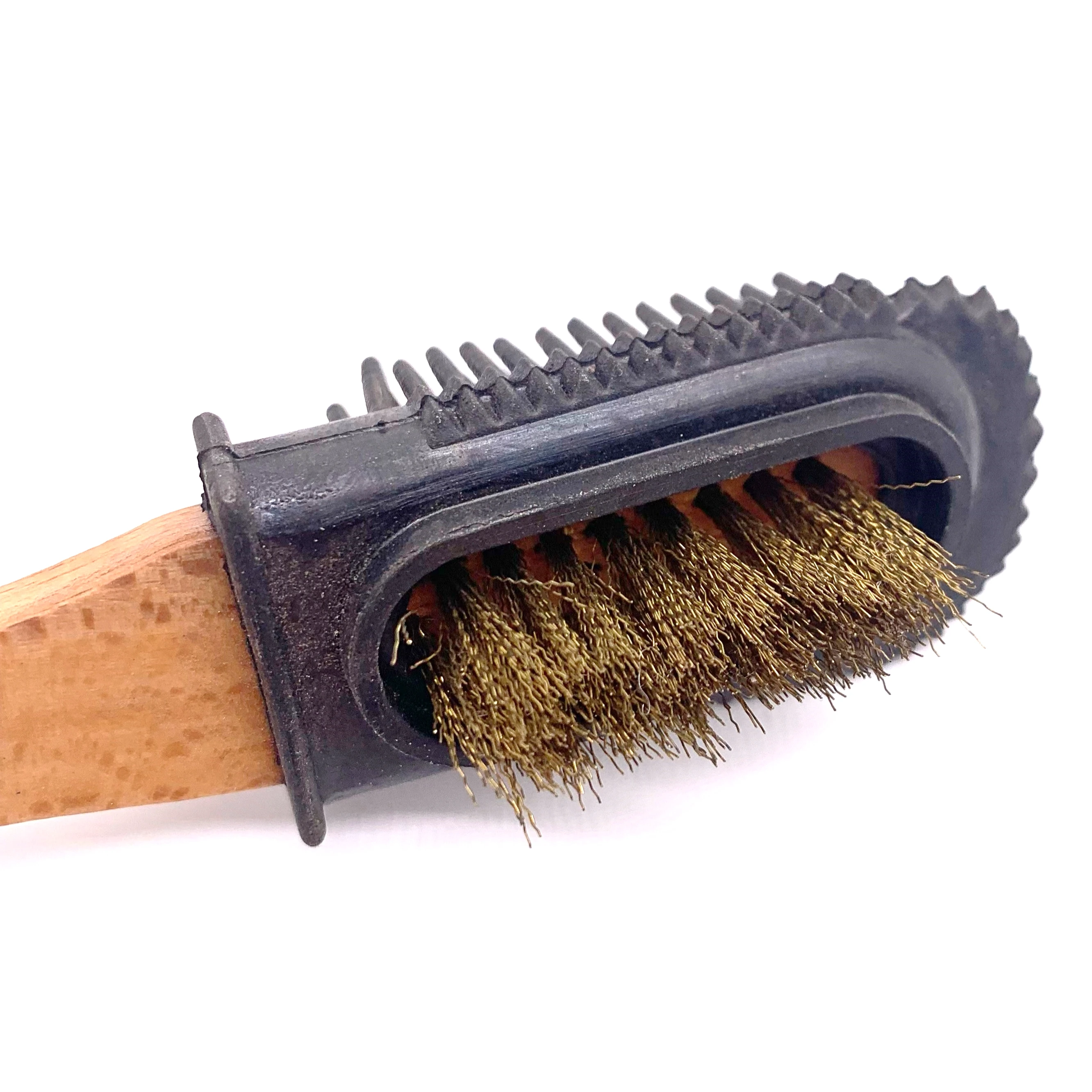 Wholesale multifunctional suede leather shoe brush three in one wooden handle Strong decontamination shoe cleaning brush