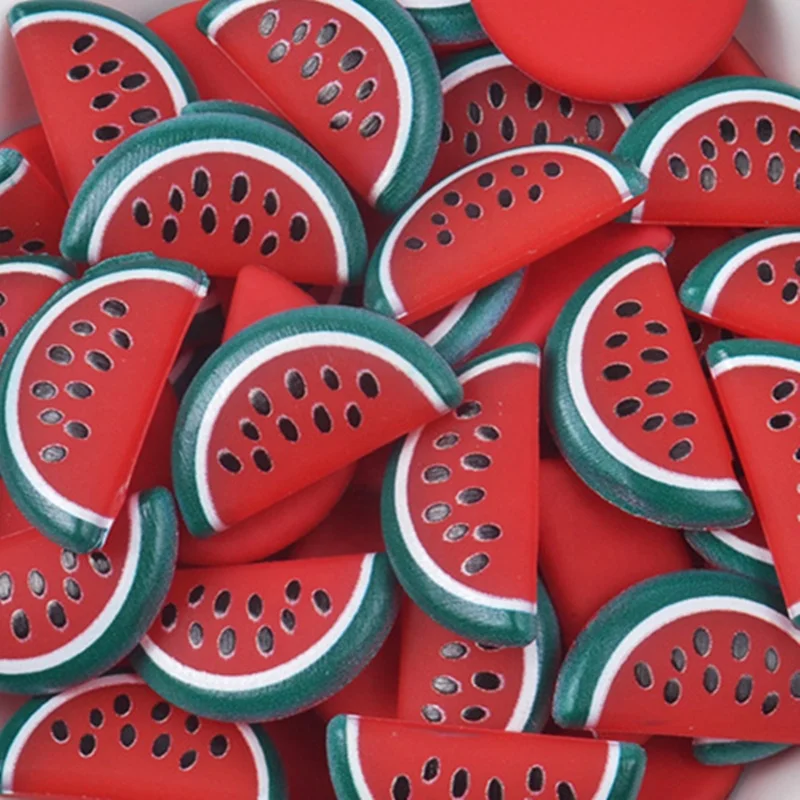 Cute Watermelon Resin Flatback Cabochon Soft PVC Miniature Fruit for DIY Craft Hair Accessory Making