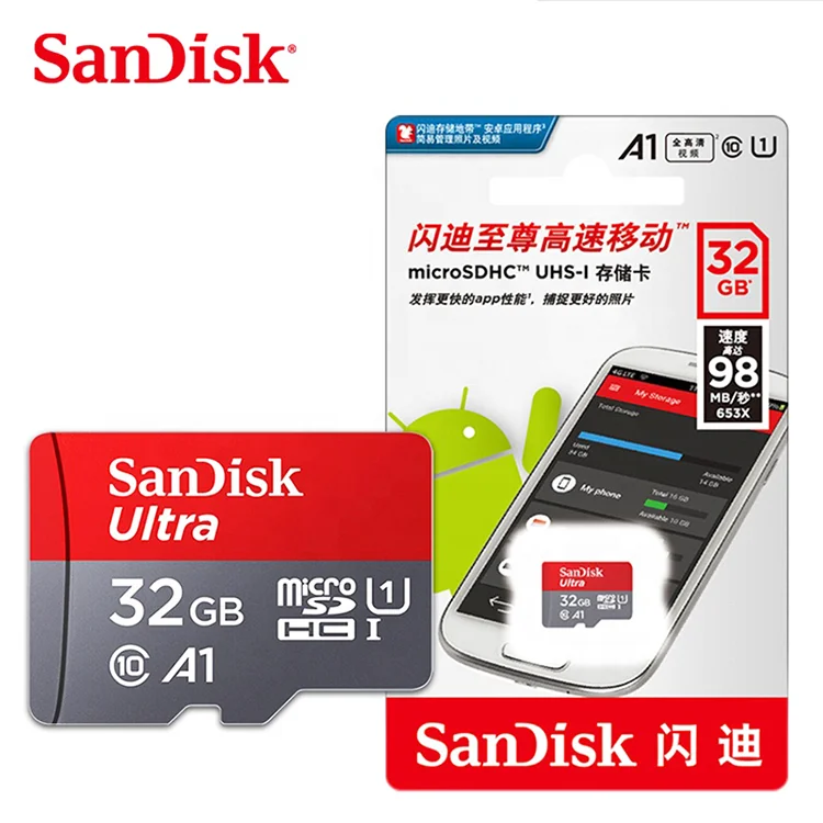 High Quality Ultra 32GB 64GB 128 GB 200GB Memory Card with A1 App Performance Up to 120 MB/s Class 10 Red/Grey sd card