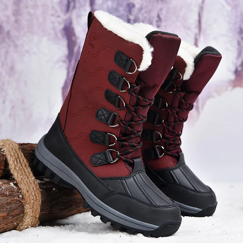 Зимние ботинки с логотипом на заказ, мужские высокие теплые плюшевые утепленные уличные ботинки, Нескользящие мужские зимние ботинки, хлопковая обувь