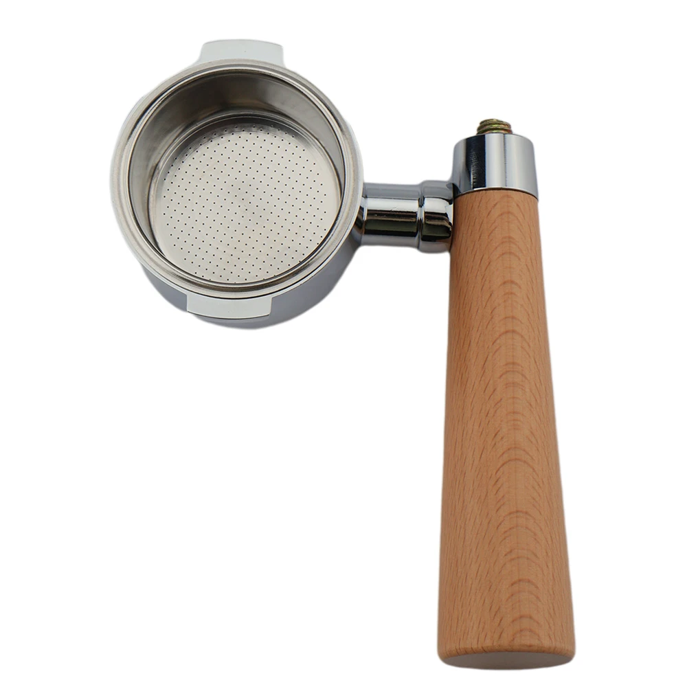 51mm 2 Ears Portafilter Beech wood Coffee Bottomless Portafilter Espresso Tools for Delonghi