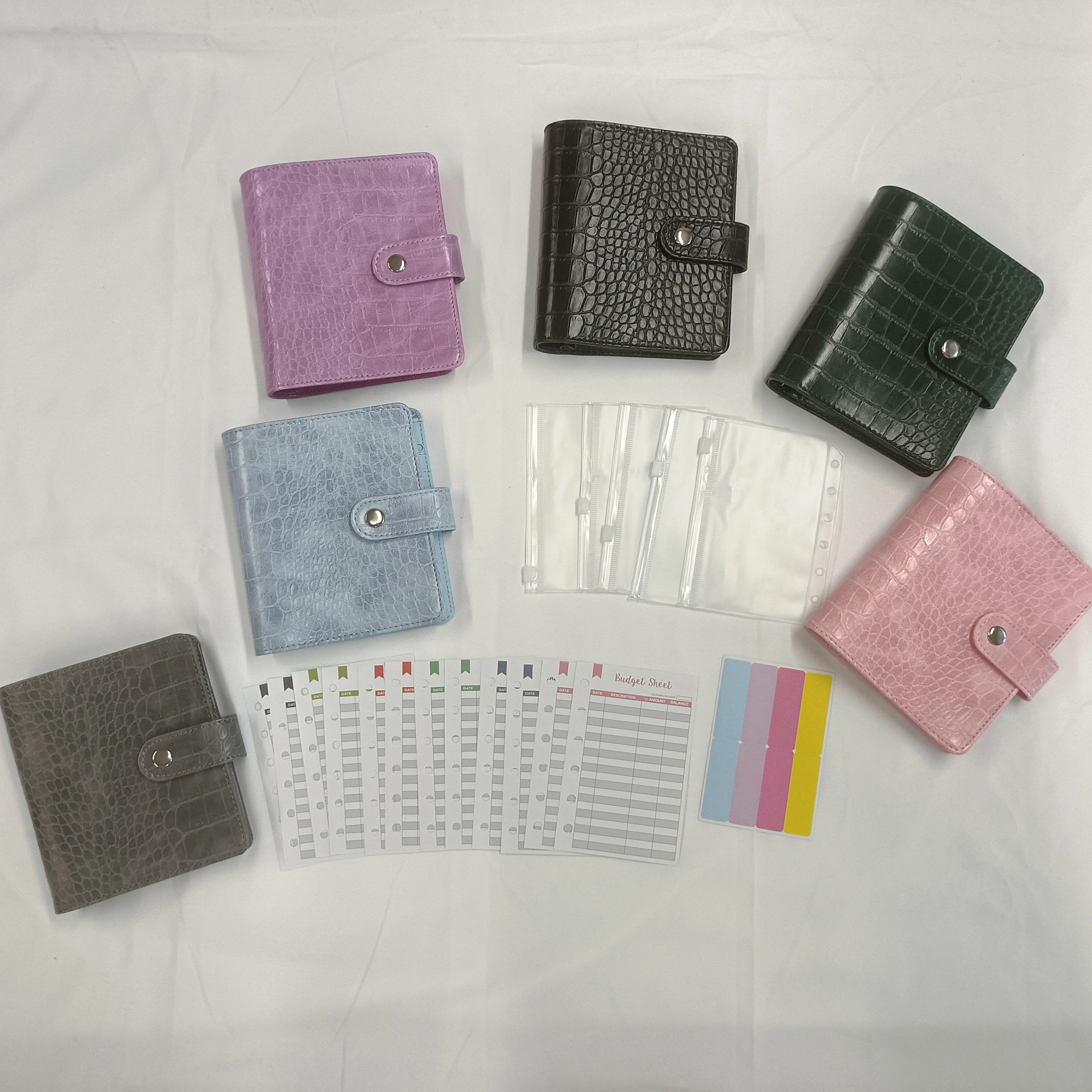Custom Loose leaf 6 rings Cash Envelopes zipper Minimalist crocodile A7 budget binder wallets for men Credit Cardholder Wallet
