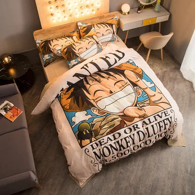 One Piece Luffy Narutos Dragon Ball goku anime bedding set 3 pieces pillowcase pillowslip quilt duvet cover