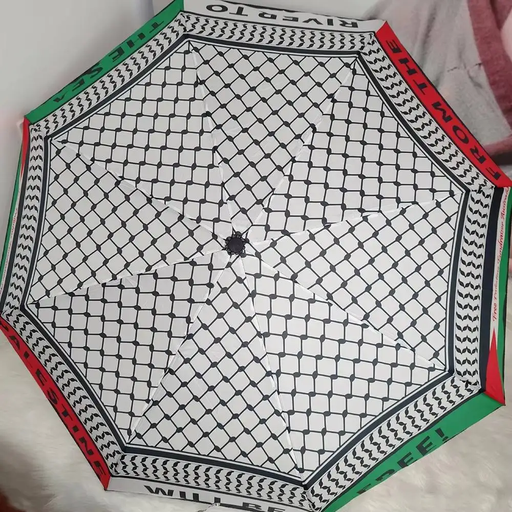 Nuoxin Custom Logo Sun Rain Palestine Flag Umbrellas Windproof Portable Palestine Umbrellas for the Rain