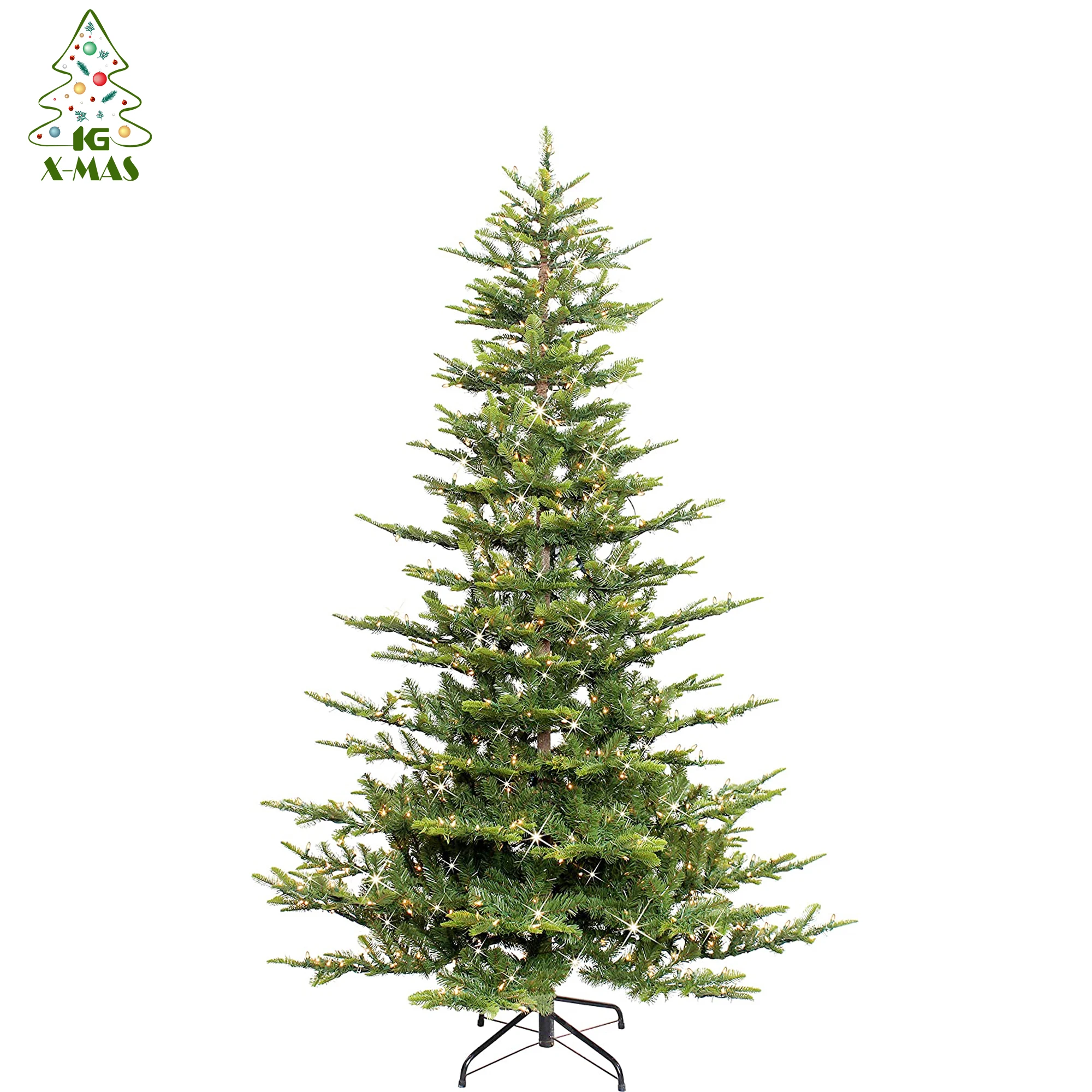 KG Xmas Customization Arbol De Navidad Noel 6ft 7ft Pre-Lit Aspen Fir Xmas Tree Green Artificial Christmas Tree With 500 Lights