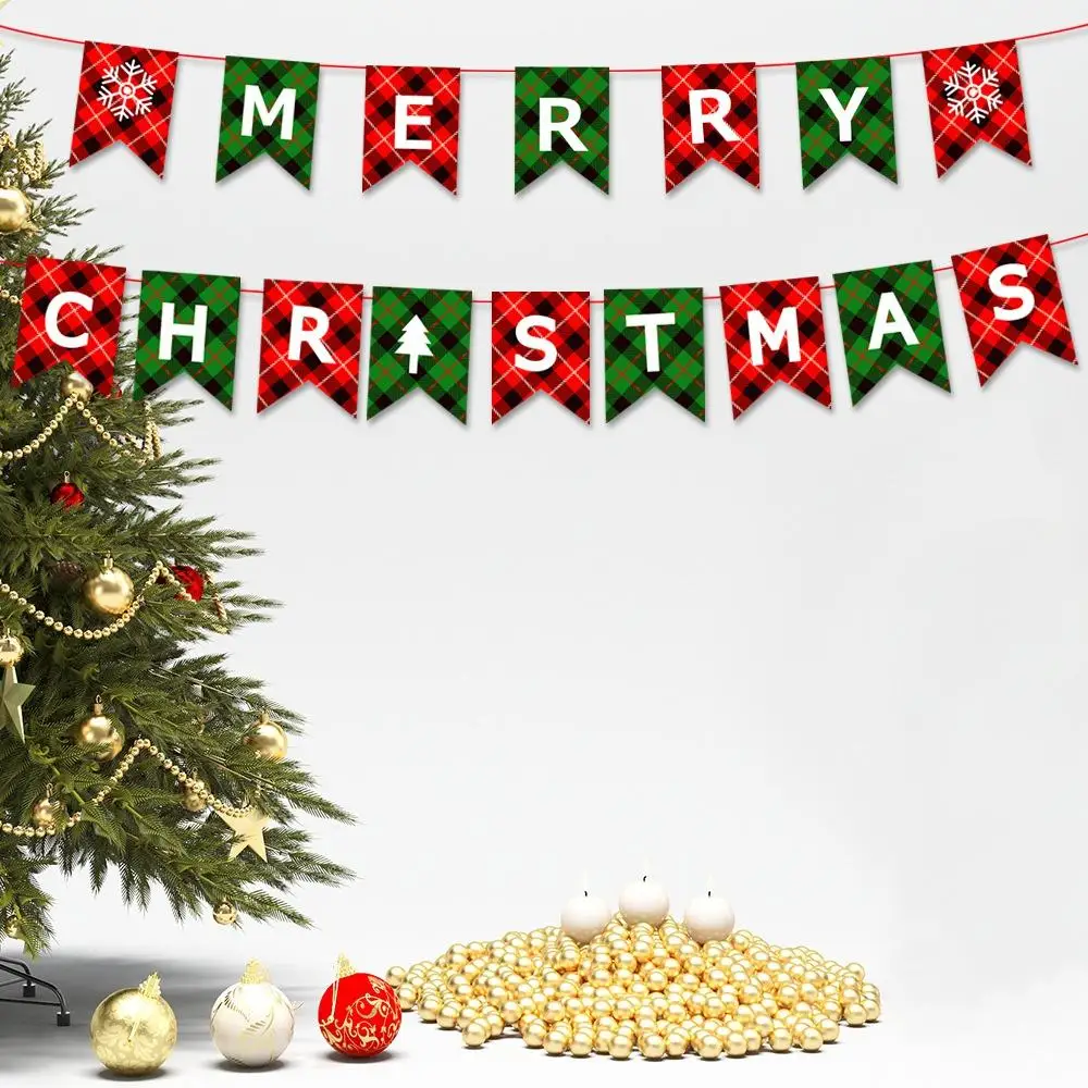 Huiyi Custom String Flag Indoor Decorations Christmas Tree Ornaments Bunting Flag