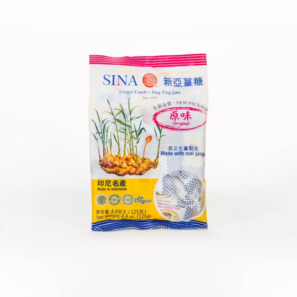SINA Classic 125g Original Flavor Ginger Candy Fruity Soft Candy  Indonesia Ginger Chews Natural Colors and Flavors