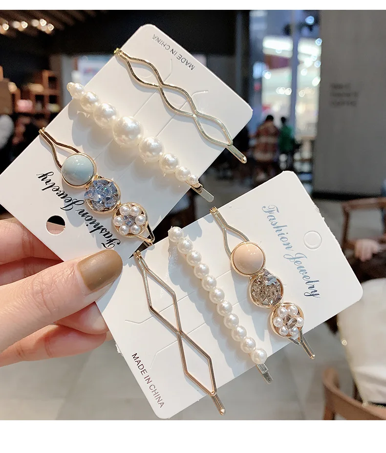 Korean crystal hair clips pearl rhinestone hairpins clip hair ornaments hair clips