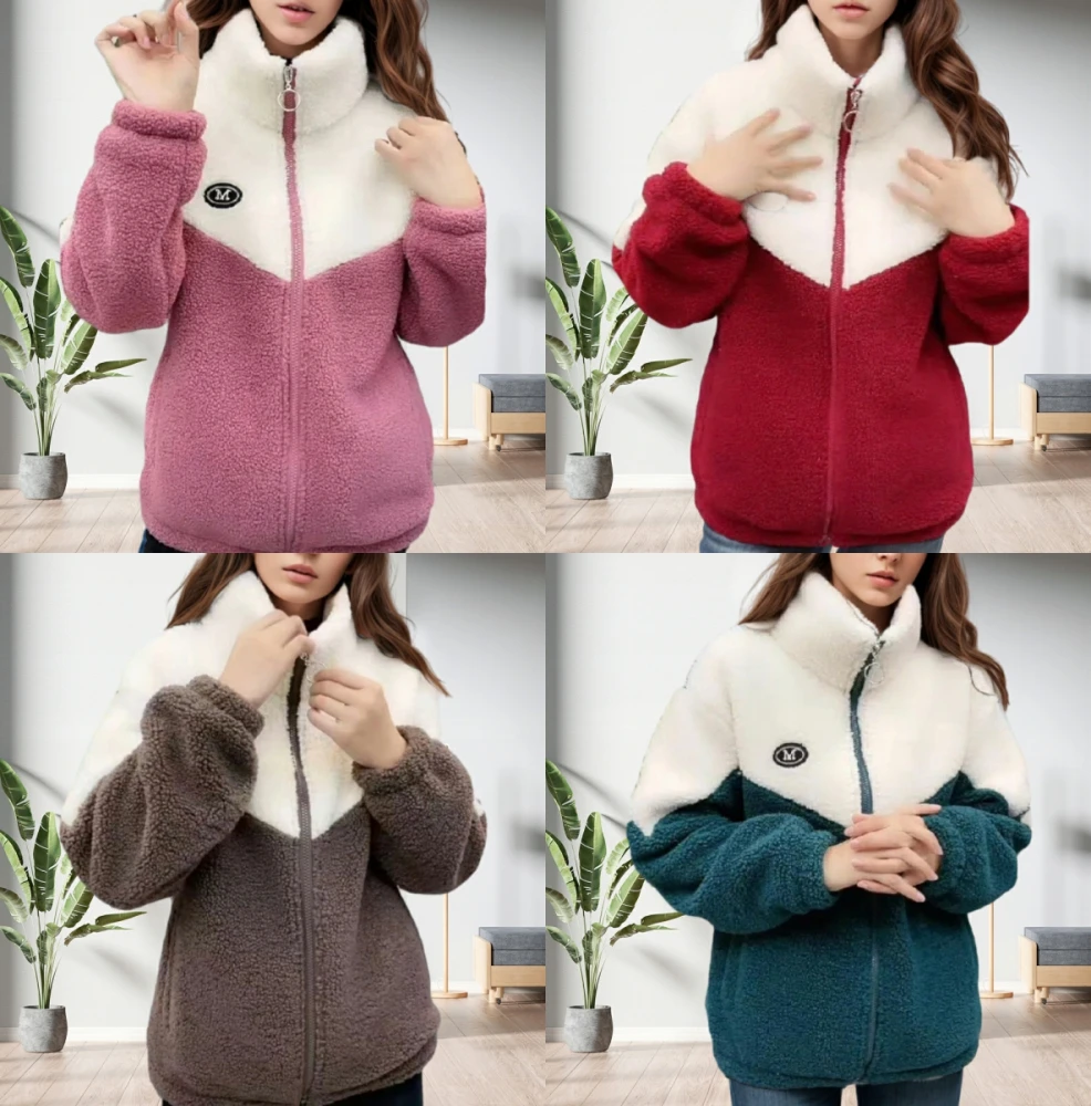 D1201TA43  Cotton Thick Jacket Fashion Cotton Solid Color Long Sleeve Jacket Turtle Neck Zipper Women Coat  Sehe Fashion
