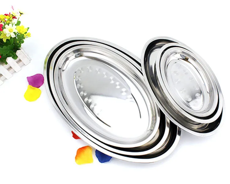 Stainless steel 410 deepen egg shape fish plate for home using