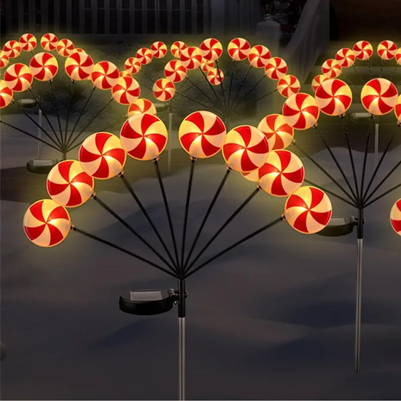 2 in 1 & 4 in 1 Led Solar Lollipop Candy Christmas Light For Holiday Party Indoor Outdoor Garden Landscape Security Lawn Light