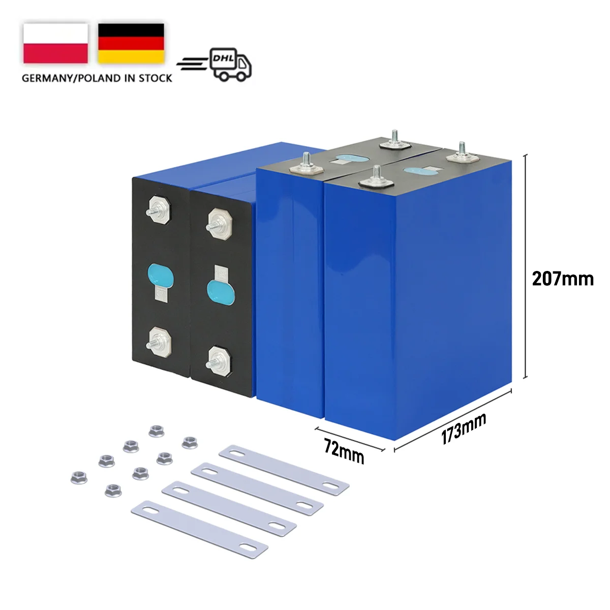 Germany Warehouse Stock A Grade LF280K 3.2V 280ah With Screws Pure Copper Busbars 3years Warranty DDP Tax Free 3-day Delivery
