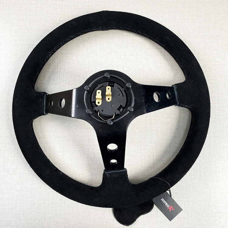 Universal 350MM Suede Leather Steering Wheel Drift Racing Type High Quality Hand Stitch Logo Customization Unique Steering Wheel