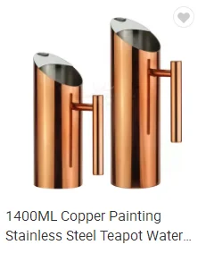 Modern Stainless Steel Water Pitcher Ice Tea Jug With Ice Guard Straight Pot Water/Juice/Beer/Coffee Pitcher for Restaurant/Home