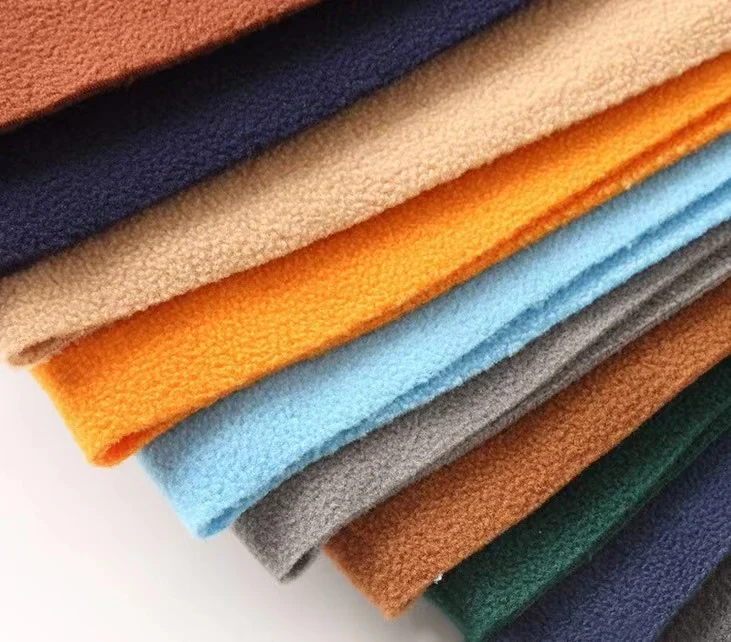 150-280 GSM  Double Souring 75D Shirt Hoodie Fabric Double Side Brushed Comfortable One Side Anti Pilling Micro Fleece Polar Fle