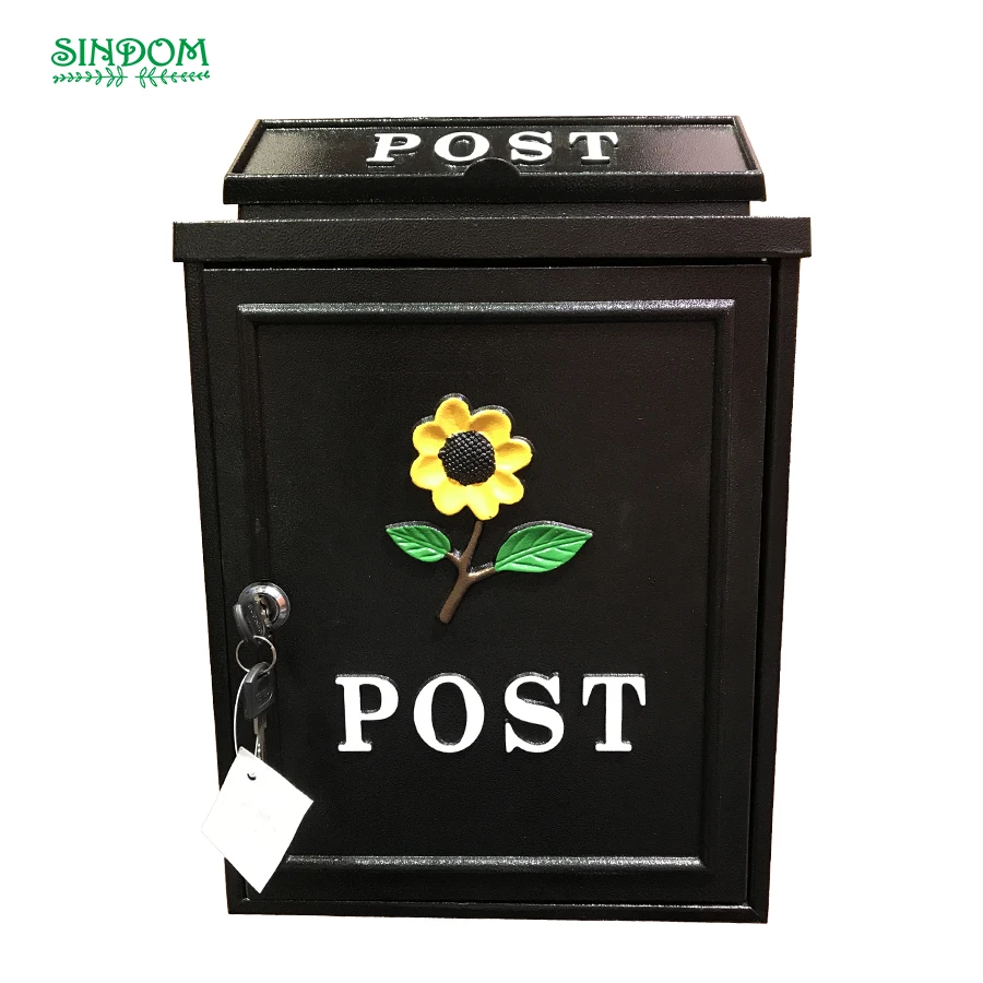 
High quality solid rust resistant postal mail box sunflower postbox letterbox with lock 