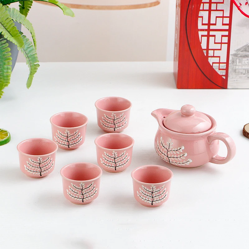 Traditional Porcelain Porcelain Teapot Set With Flower Decal And Pattern In Gift Boxes For Wedding Gifts