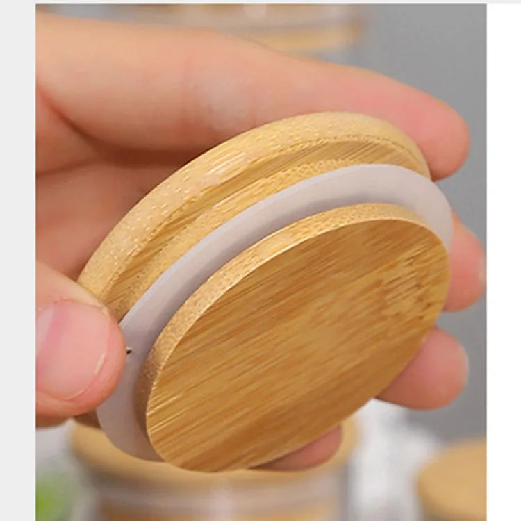 12 Sets of High Quality Airtight Food Canisters Transparent Glass Jars with Bamboo Lids