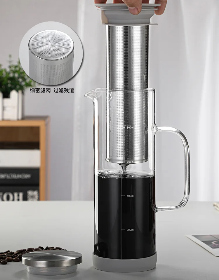 800ml Espresso Maker Cold Brew Iced Coffee Maker Dual Use Filter Coffee&Tea Pot Espresso Ice Drip Maker Glass Pots