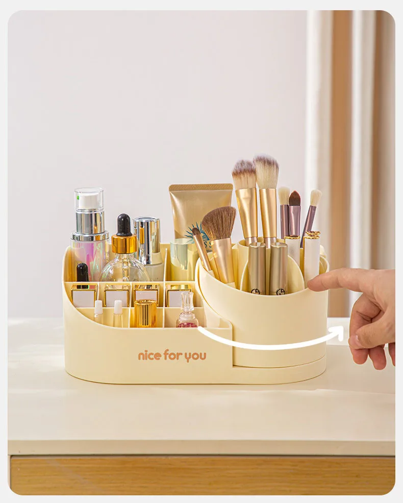Compartmentalized Skincare Organizer Display Rack Plus Rotatable Cosmetic Organizer Tube Set