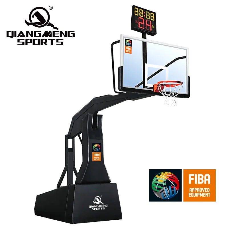 Movable Portable Basketball Hoop Stand Indoor Game Hydraulic FIBA Approved Portable Basketball System