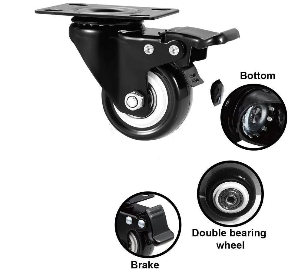 High Quality Widely Used Custom 2 Inch Pvc Swivel Steel Plate Caster Wheels Furniture Castors Flight case casters