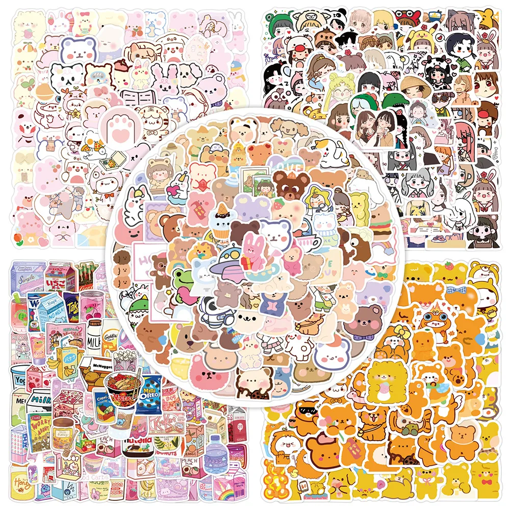 500pcs Cartoon sticker teddy bear Waterproof graffiti suitcase notebook ledger anime sticker for kids
