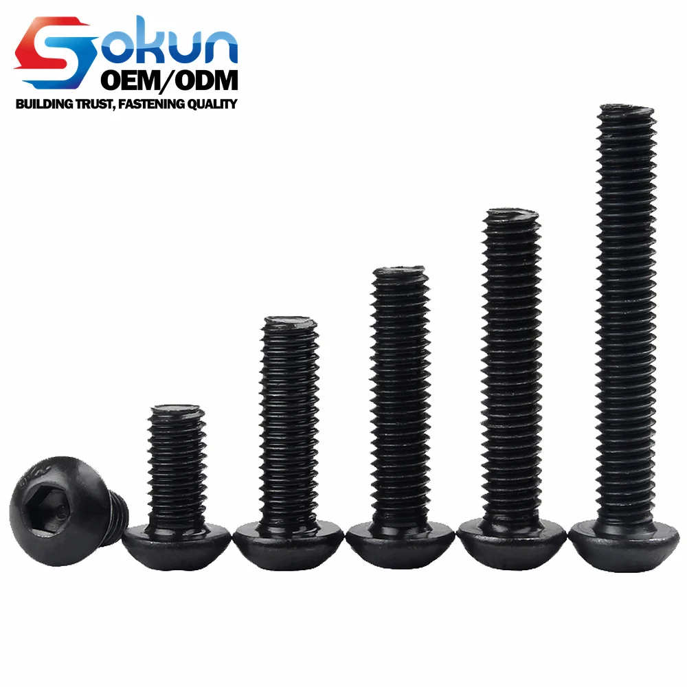 316 Stainless Steel Socket Button Screw Marine Grade ISO 7380 Zinc Plated Black Oxide Finish M3 M5 M8 Binding Brass Aluminium