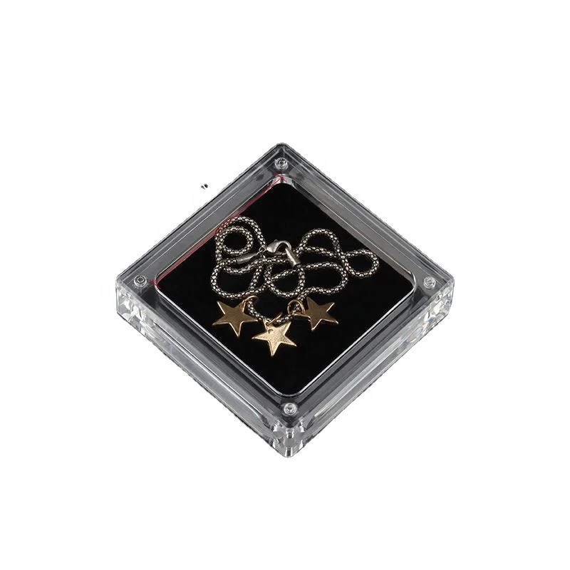 Acrylic Transparent Magnet Diamond Jewelry Storage Box Display Box
