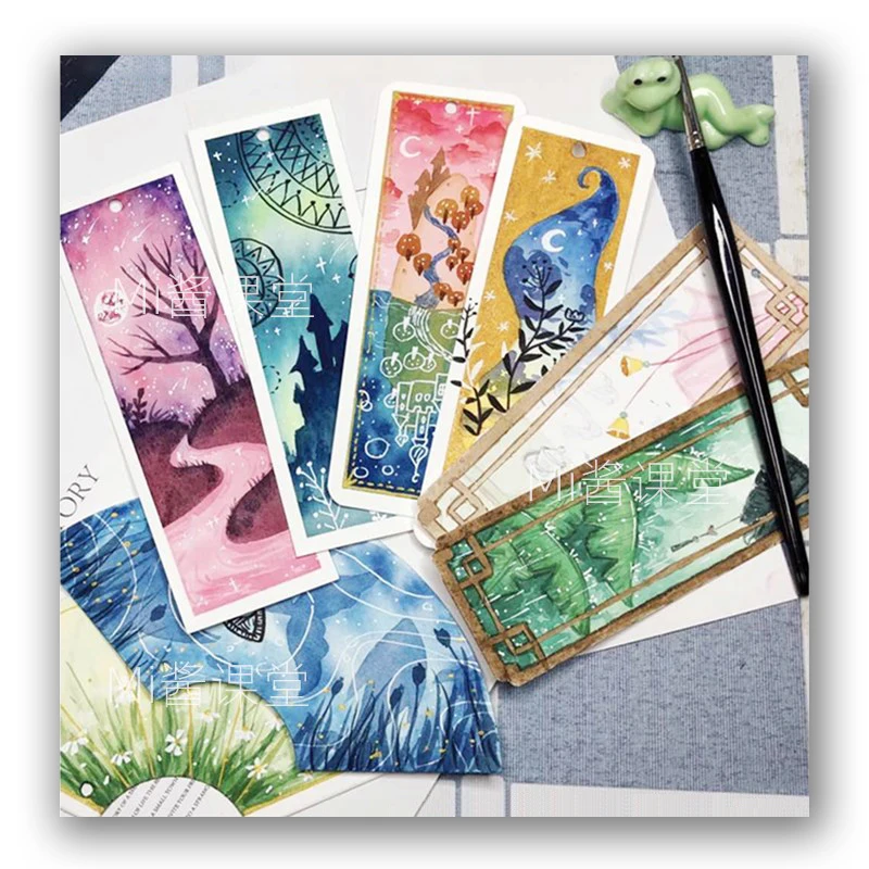 LD4211 Rectangle 100% Cotton Watercolor DIY High Quality Bookmarks Blanks with Hanging Hole