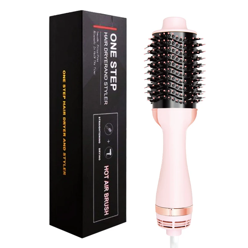 Горячая Распродажа розовый стайлер 3 в 1 электрическая щетка с одним шагом и горячим воздухом фен расческа для волос