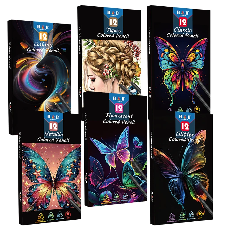 Factory 3.3mm Refill Colored Pencils 12 24 72 120 Set Black Wood Customized Drawing Colored Pencil Set In Metal  Box