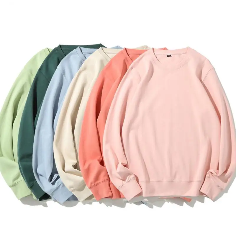 Wholesale Unisex Sweater Men Round Neck Sweatshirts bulk Women Pink Pullover sweatshirt With Custom Logo