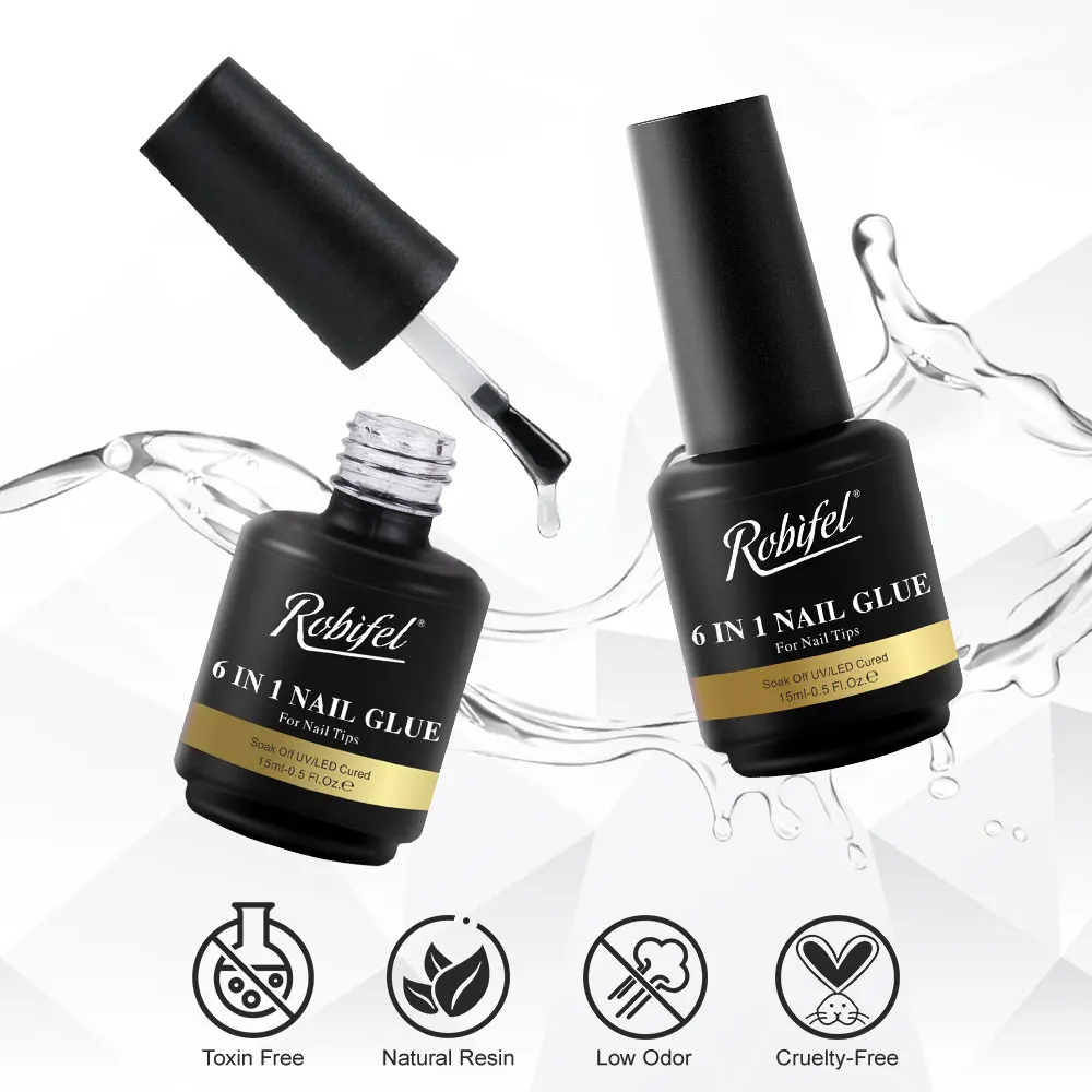 September sales 6 IN 1 Nail Glue Gel Private Label Nails Soak off Base Gel Top Coat UV Extension Custom Solid Gel Nail Glue