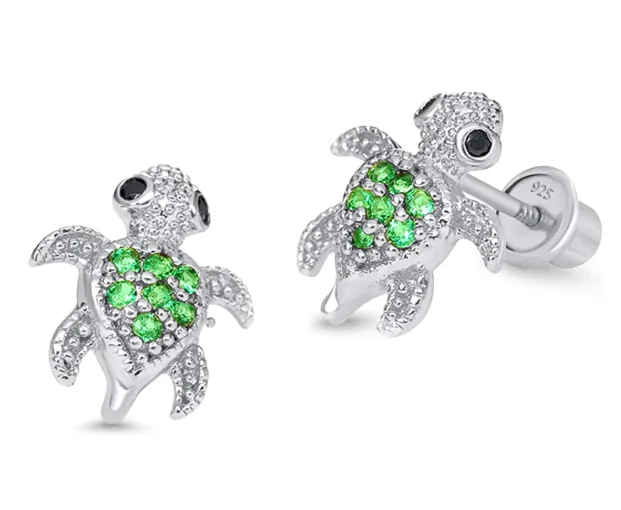 JOJO Factory High Quality Amazon Hot Sale Lovely Rhinestones 925 Sterling Silver Simple Sea Turtle Woman Stud Earring