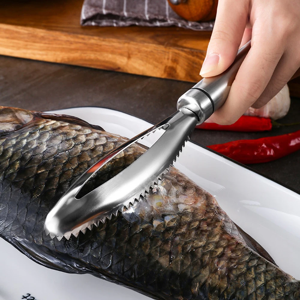 kitchen accessorie Stainless Fish Scales Scraping Graters Fast Remove Fish Cleaning Peeler Scraper Fish bone tweezers tool gadge