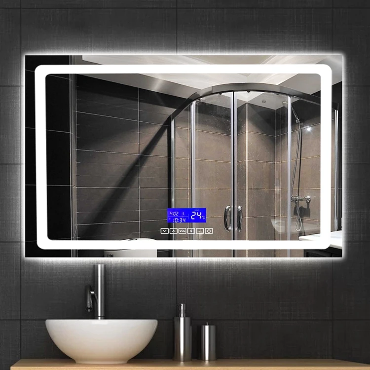 Chinese Manufacturer Hotel Wall Mounted Touch Screen LED Lights Illuminated Smart Led Light Bathroom Bath Mirror