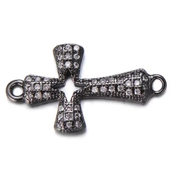 Women Handmade Bracelet Necklace Accessories White CZ Cross Charms for Jewelry Making Micro Pave Clear Zircon Bead Charm