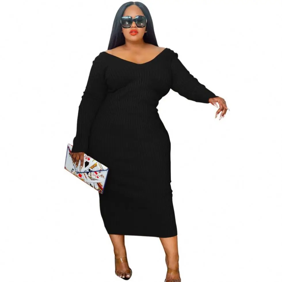 Autumn Plus Size One Piece Fat Xl-5Xl Women Solid Summer Clothing For Adult Dress New trends