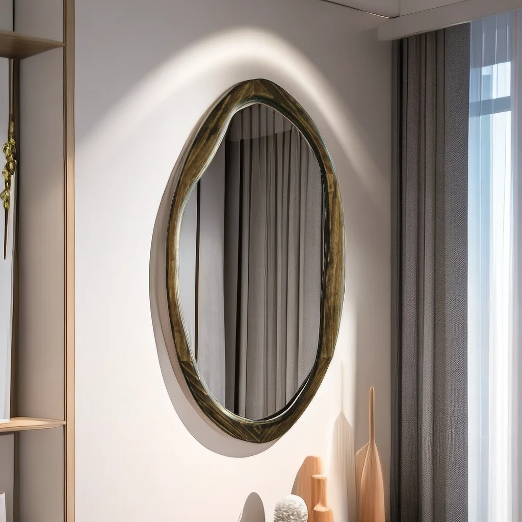 custom modern living room decor wood frame big full length long body large dressing hanging irregular wall mirror espejo