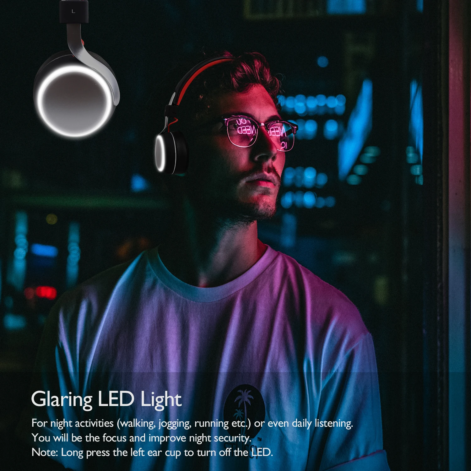 2022 Best Seller OneOdio Y81 Ultra foldable  on ear blue tooth headphone with LED light for younger, hiphop