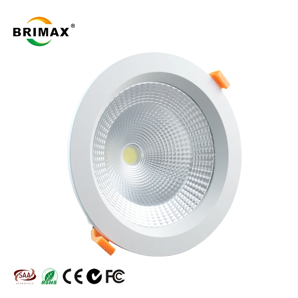 Brimax SAA CE RoHS C-Tick FCC certificates cob light fixture 150mm hole size 25w 2750lm dimmable 90 cri recessed downlight led