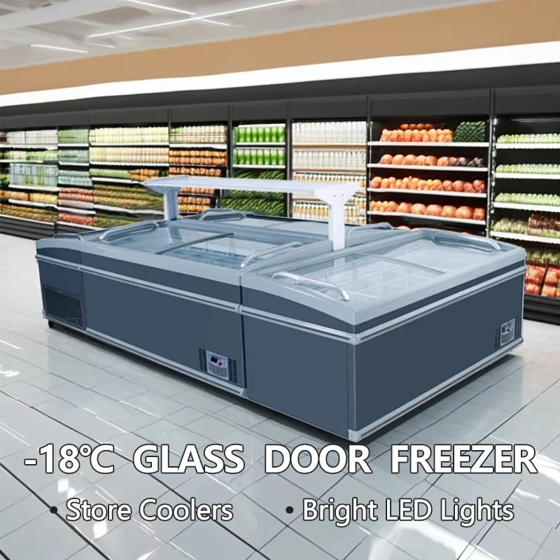 Supermarket -18℃ Single-Temperature Super Freezer with Sliding Glass Door Display Elegant Chest Freezer Refrigerator